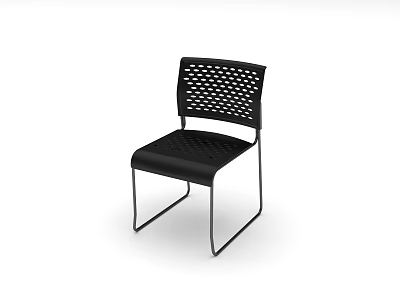 Black Modern Minimalist Office Chair With Perforated Backrest Seat And Metal Frame Design 3d model