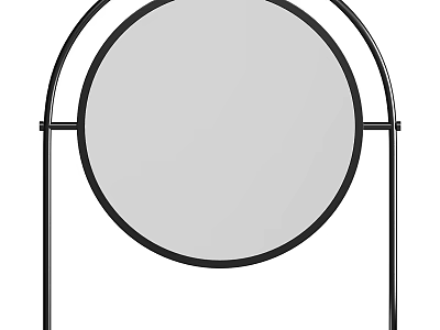 Modern Round Mirror With Black Metal Frame And Stand Design For Home Interior Decor 3d model