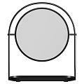 Modern Round Mirror With Black Metal Frame And Stand Design For Home Interior Decor