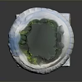 Stone Planter With Carved Details And Square Base Featuring Green Top