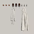 Wall Hooks with Hanging Clothes on Light Wall for Home Organization 3d model