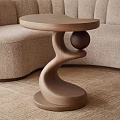 Modern Curved Wooden Bar Counter Design With Beige Sofa And Carpeted Floor
