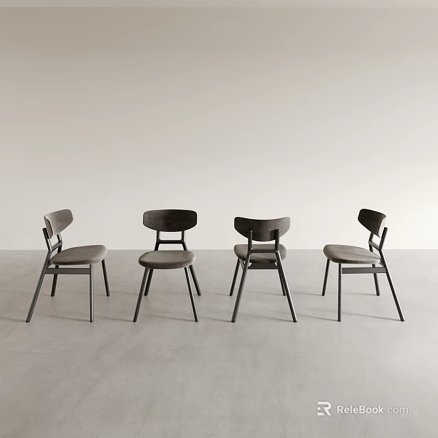 Modern Minimalist Single Chair With Comfortable Seat Sleek Backrest And Metal Legs 3d model 