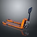 Orange Manual Hydraulic Pallet Truck With Blue Handle Two Forks And Wheels