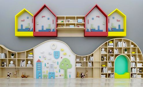 Modern Bookcase Children's Bookcase Decorative Cabinet Building Blocks Combination Children's Toys 3d model