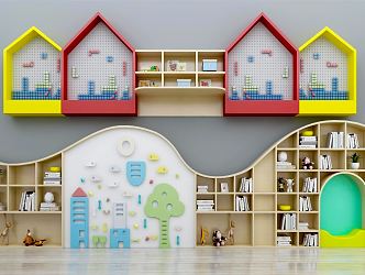 Modern Bookcase Children's Bookcase Decorative Cabinet Building Blocks Combination Children's Toys 3d model