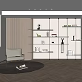 Modern Bookshelf Minimalist Iron Floor-Standing Bookshelf Storage Rack Storage Rack Leisure Chair 3d model