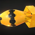 Fluffy Yellow Chick With Black Spots Standing Near Yellow Block Structure
