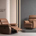 Brown Leather Massage Chair With Reclining Function In Modern Designer Setting 3d model