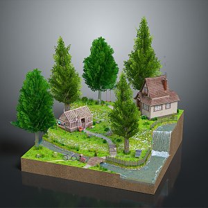 Farmhouse Cartoon House Animation House 3d model