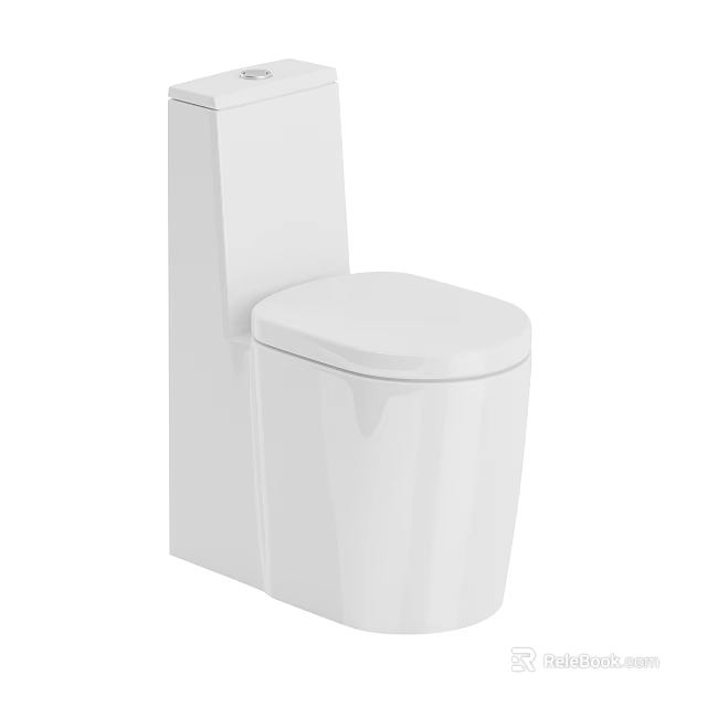 Modern White Bathroom Suite With Sleek One Piece Toilet Design 3d model 
