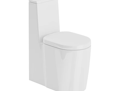 Modern White Bathroom Suite With Sleek One Piece Toilet Design 3d model