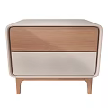 Modern Bedside Table With Two Drawers Wooden Top And Light Colored Base 3d model
