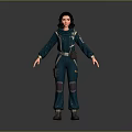 3D Female Character In Green Utility Overalls With Functional Pockets And Boots