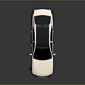 Modern Blue And White Luxury Sedan With Black Roof And Shiny Reflection