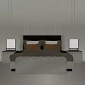 Modern Double Bed With Upholstered Headboard Bedside Tables And Table Lamps 3d model