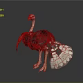 Realistic Ostrich With Long Neck Black Feathers White Wings And Tail In Standing Posture