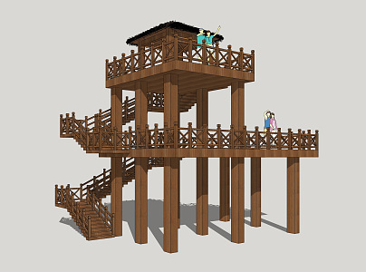 New Chinese-style Observation Deck 3d model