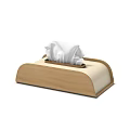 Wooden Beige Padded Tissue Box With Soft Tissues On Top