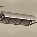 Triangular Architectural Awning With White Top And Wooden Supporting Slats