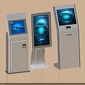 Smart Machines Self Service Kiosks With Various Designs And Touchscreen Interactive Displays 3d model