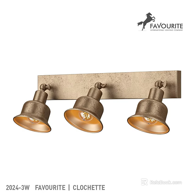 Three Head Vintage Wall Light With Downward Facing Lamps And Rectangular Plate 3d model