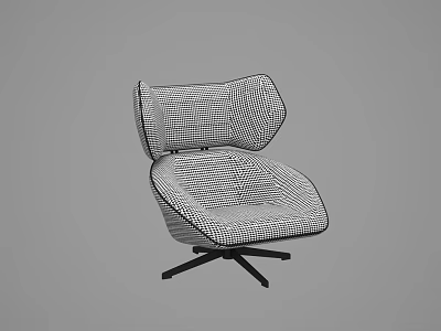 Modern Leisure Chair With Black And White Checkered Grid Pattern And Star Shaped Metal Base 3d model