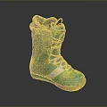 Green Snowboard Boots With White Laces Orange Sole And Soft Inner Lining Design