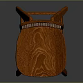 Warm Brown Wooden Bar Stool with Woven Rattan Backrest and Decorative Carved Legs