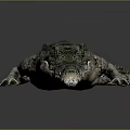 Realistic Lifelike Green Crocodile With Detailed Scaly Skin On Gray Background