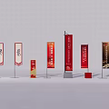 Outdoor Advertising Billboards With Red Design Different Sizes And Vertical 3d model