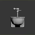 Sleek White Wall Mounted Toilet Design With Metal Flush Mechanism And Wall Bracket