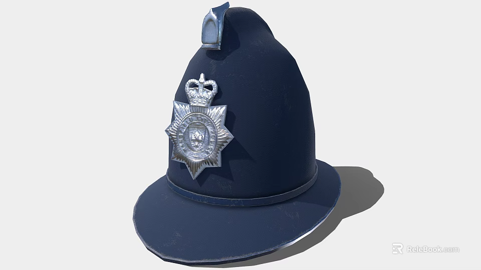 Classic Dark Blue Hat Design With Silver Badge Featuring Crown And Star 3d model 
