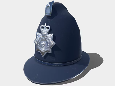 Classic Dark Blue Hat Design With Silver Badge Featuring Crown And Star 3d model