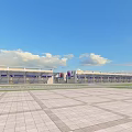 Aerial Planning Of Modern Commercial Building With Facade Windows Parking Area And Green Space
