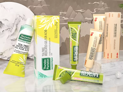 Pure Natural Tea Tree Aloe Vera Skincare Daily Life Products With Tubes And Packaging 3d model