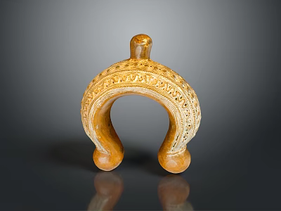 Intricately Carved Sculpture With Arched Design Intricate Patterns And Golden Brown Artistic Finish 3d model