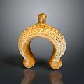 Intricately Carved Sculpture With Arched Design Intricate Patterns And Golden Brown Artistic Finish