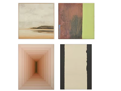 Abstract Paintings Collection With Modern Color Tones Geometric Shapes And Textured Artistic Details 3d model