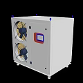 White Industrial Air Conditioner Fan With Two Fans Digital Display And Wheels