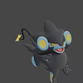 Black Blue Yellow Striped Electric Type Game And Movie Character With Large Ears In Standing Pose