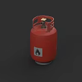Red Industrial Gas Cylinder With Flame Symbol Storage Tank Equipment
