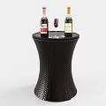 Dark Woven Wine Storage Stand With Multiple Bottles And Glass Holder