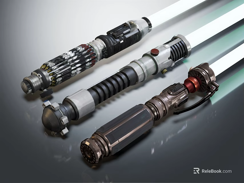 Lightsaber Weapons Featuring Intricate Hilt Designs And Metallic Details 3d model 