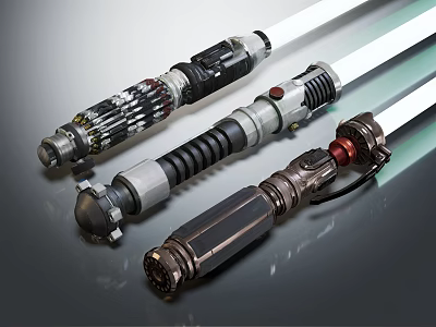 Lightsaber Weapons Featuring Intricate Hilt Designs And Metallic Details 3d model