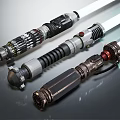 Lightsaber Weapons Featuring Intricate Hilt Designs And Metallic Details