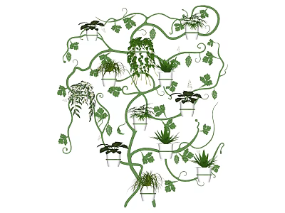 Modern potted plant wall decoration 3d model Modern potted plant wall decoration 3d model