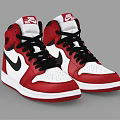 Stylish Nike High Top Red White Black Sneakers with Black Laces and White Sole