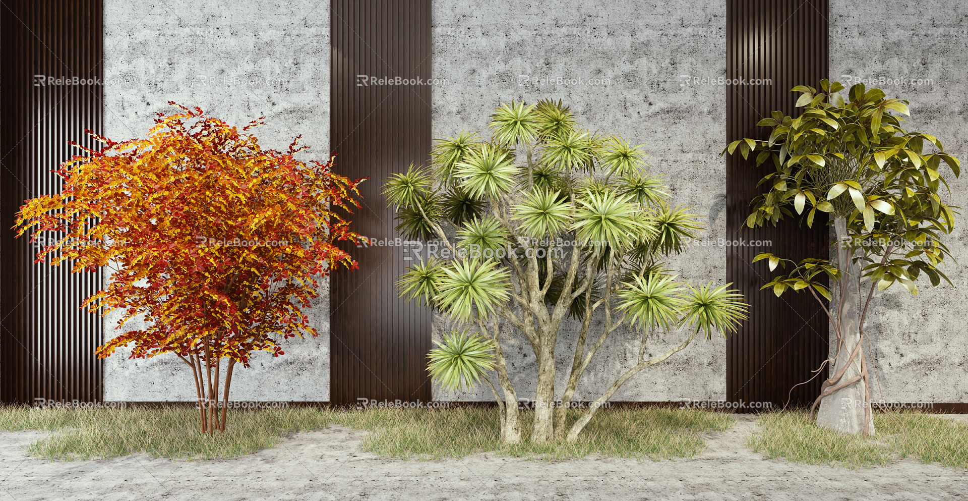 modern shrub shrub assemblage model