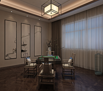 New Chinese Billiards Room 3d model